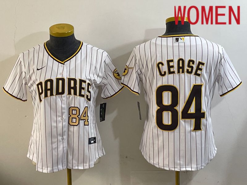 Women San Diego Padres #84 Cease White Stripe Game 2024 Nike MLB Jersey style 11201->women mlb jersey->Women Jersey